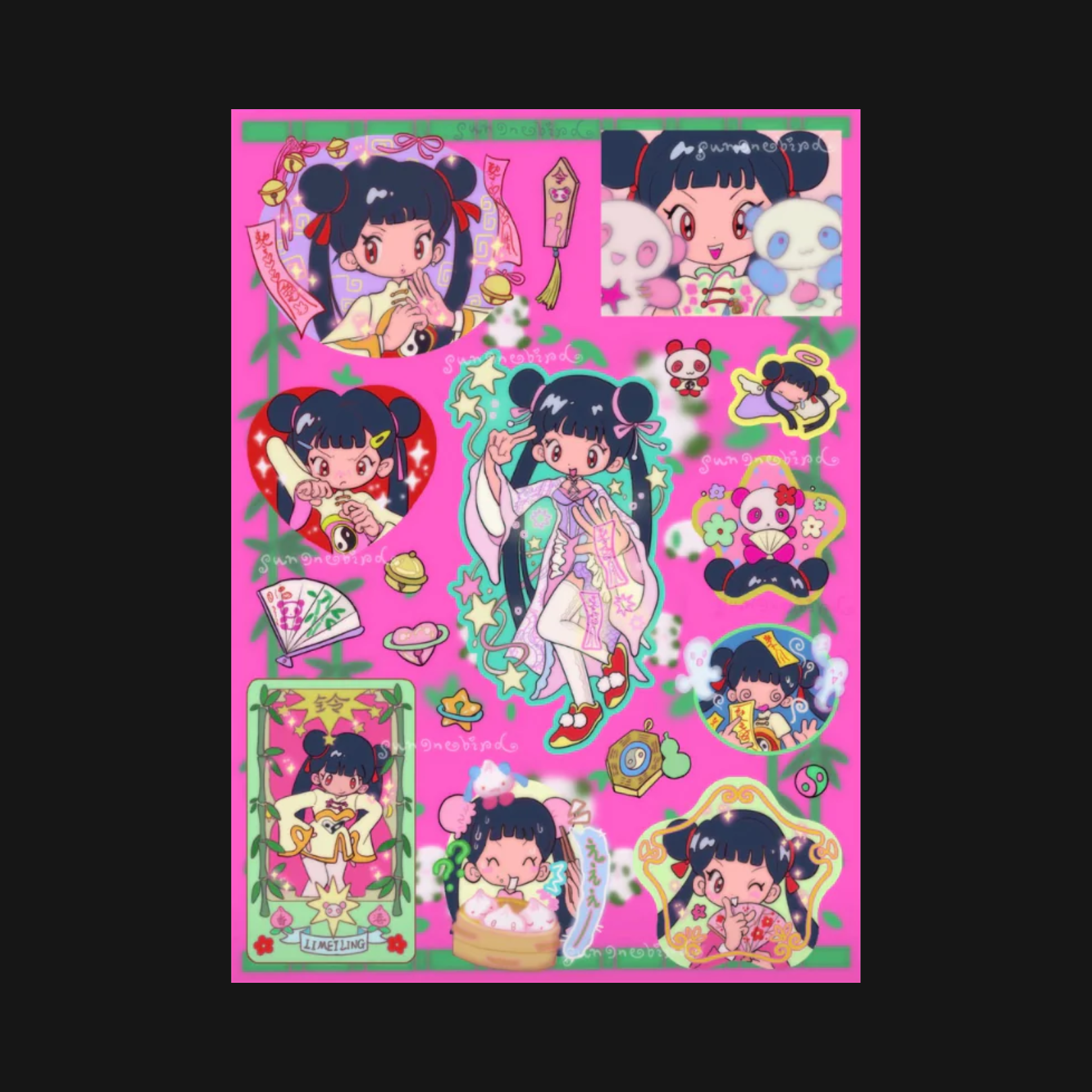 Sunonebird x Sweetcom - Panda Girl Meiling Sticker Sheet